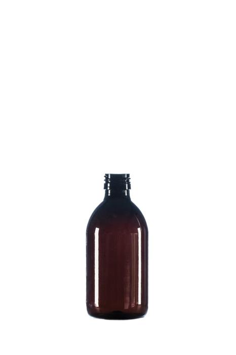 300ml Amber PET Pharma Sirop Bottle, 28mm ROPP Neck